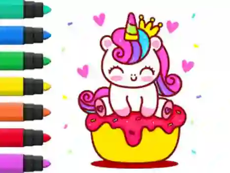بازی Coloring Book: Unicorn Cupcake آنلاین
