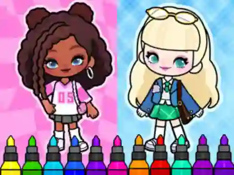 بازی Coloring Book: Aha World Sporty Girl آنلاین