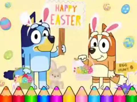 بازی Coloring Book: Bluey Happy Easter آنلاین