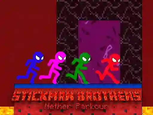 بازی Stickman Brothers Nether Parkour آنلاین