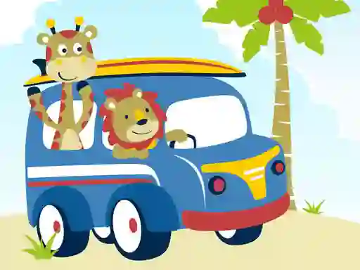 بازی Cute animals with cars difference آنلاین