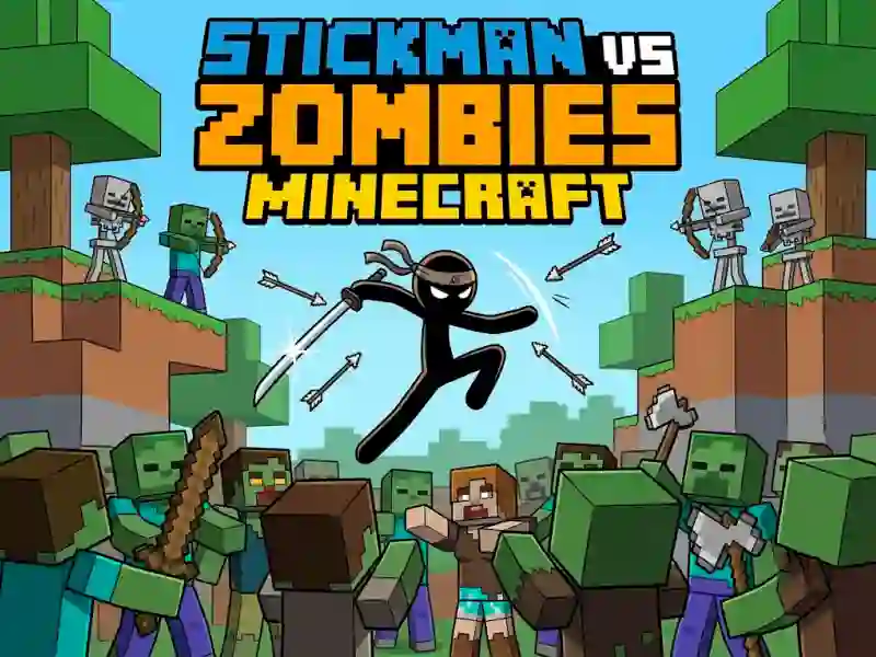 بازی Stickman vs Zombies Minecraft آنلاین