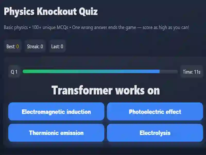بازی Physics knowledge quiz آنلاین
